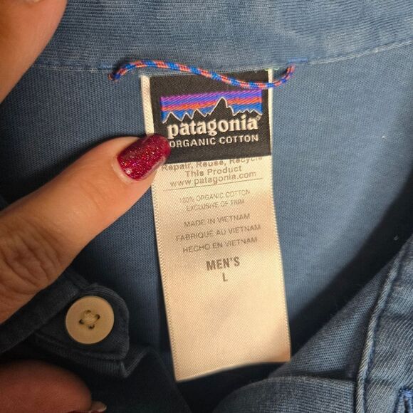 Patagonia Blue Organic Cotton Lightweight Polo - Picture 3 of 6